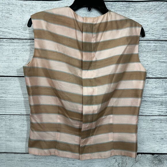 Vintage Kleinarts Sleeveless Striped Blouse w Bow Size S - Picture 4 of 4